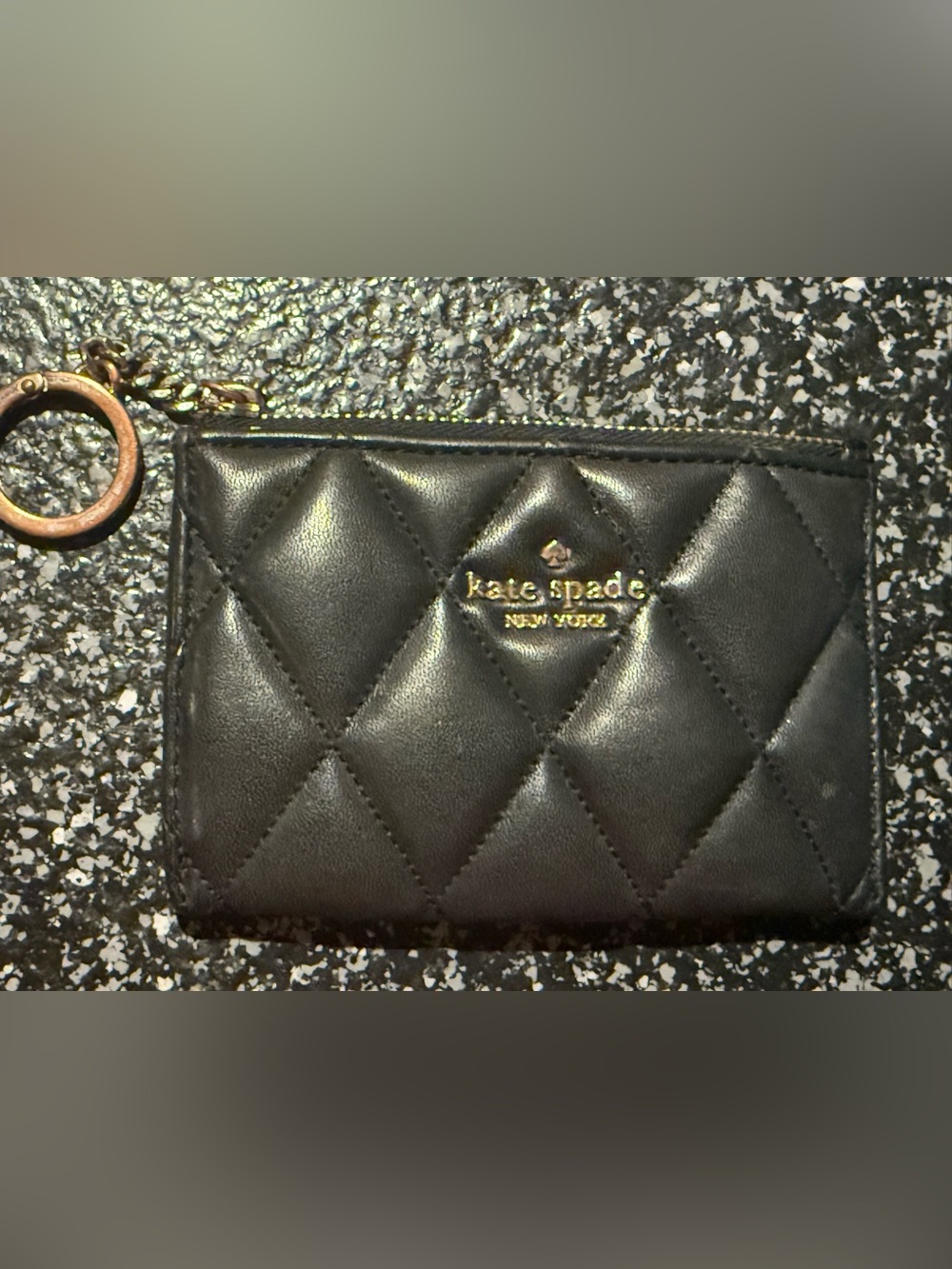 Kate Spade Carey Quilted Leather Small Keyring Card Holder Wallet - Black